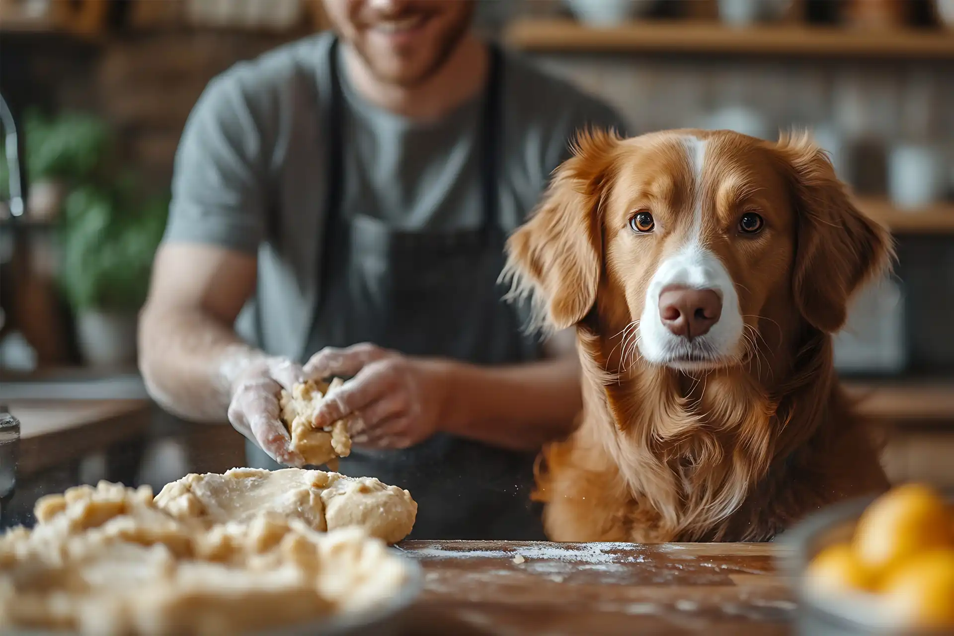 dog with dough