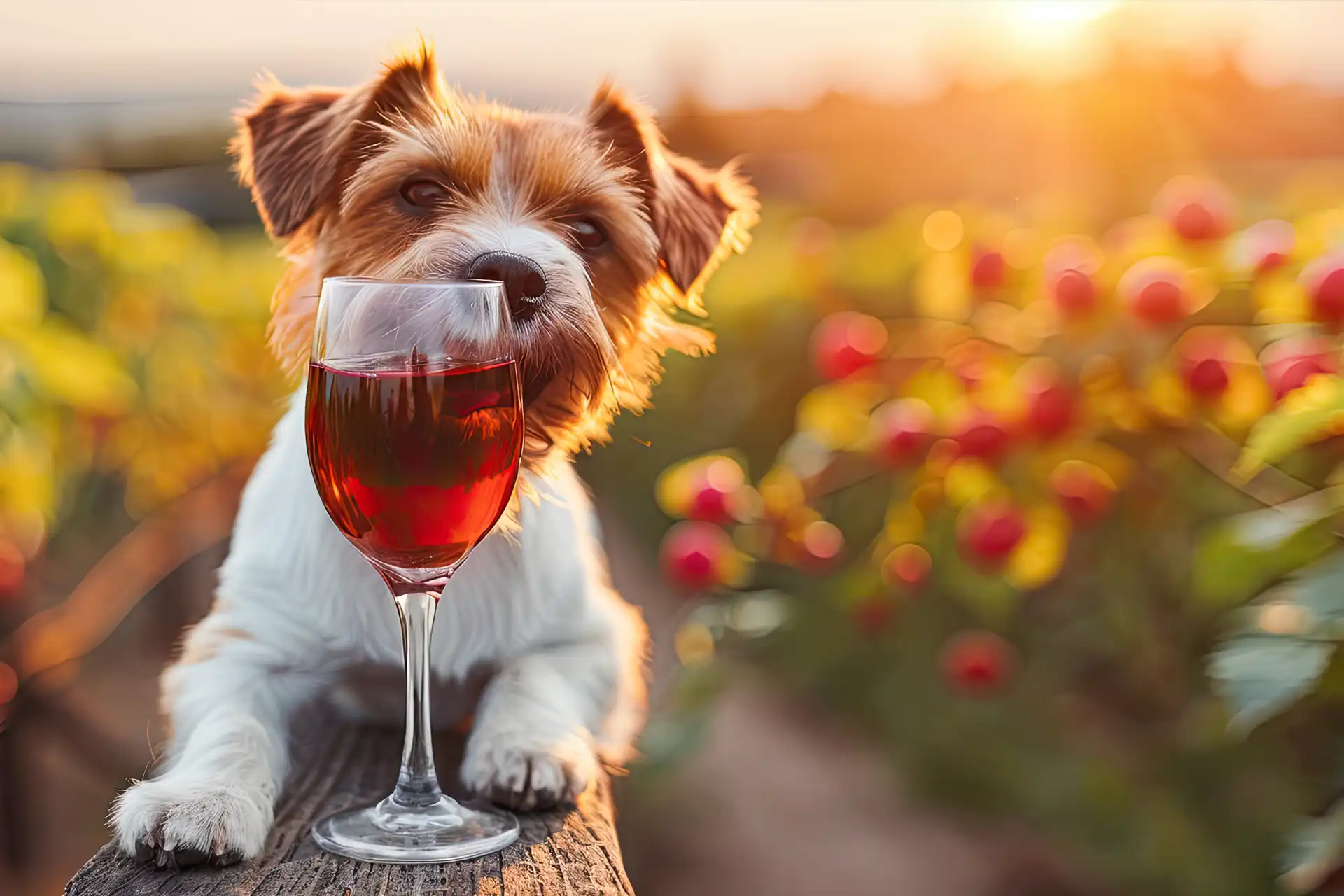 dog with wine